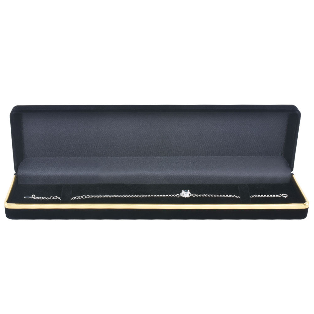Black Flocked Bracelet Boxes with Gold Trim, product view 2