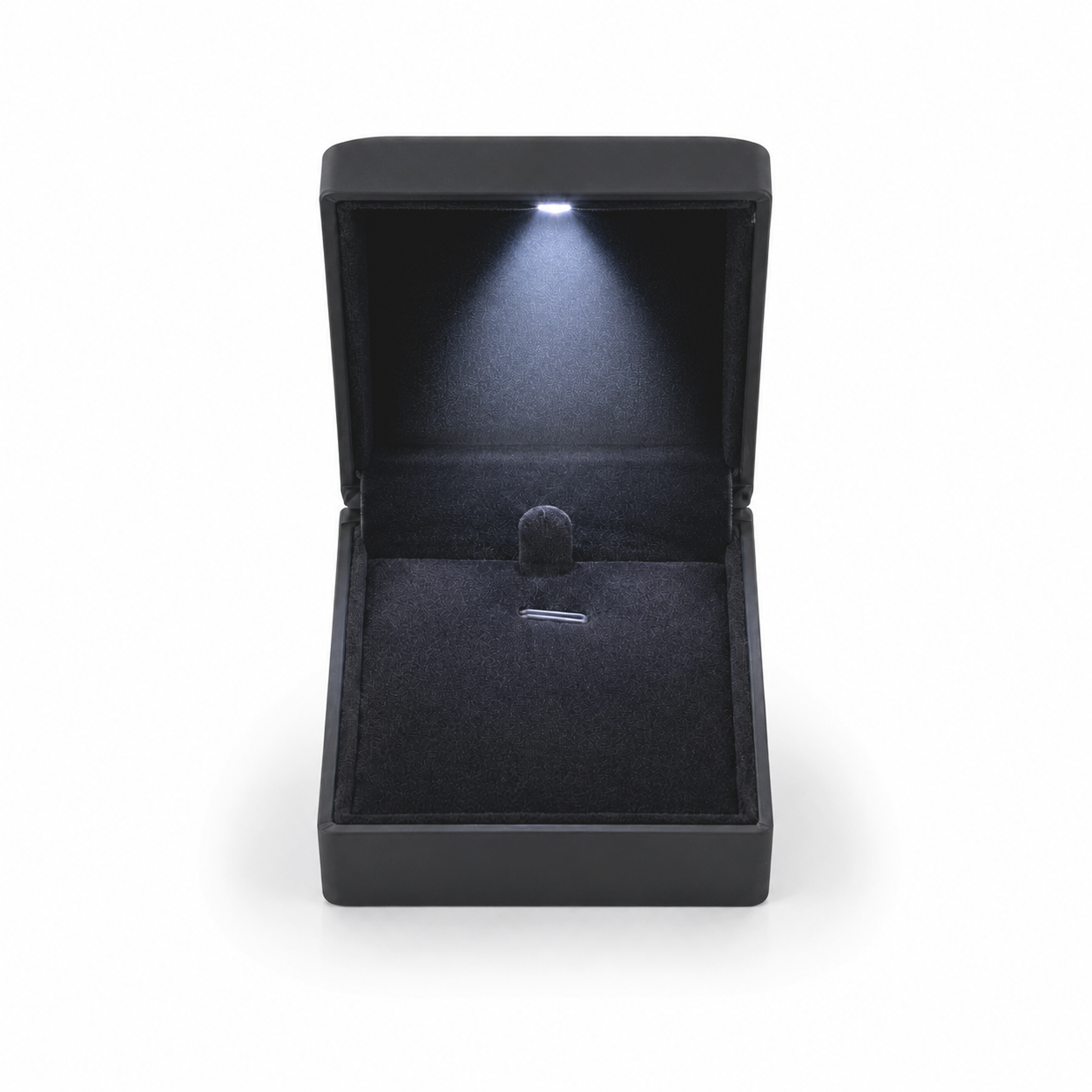 Black LED Necklace Box with Black Interior for Pendant Presentation