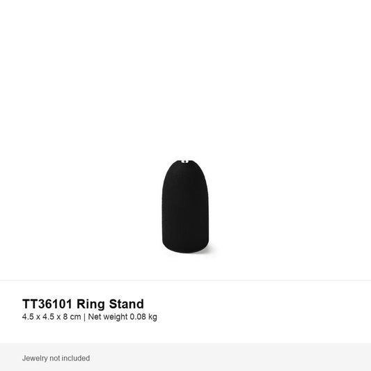 Black microfiber ring display stand for jewelry showcases