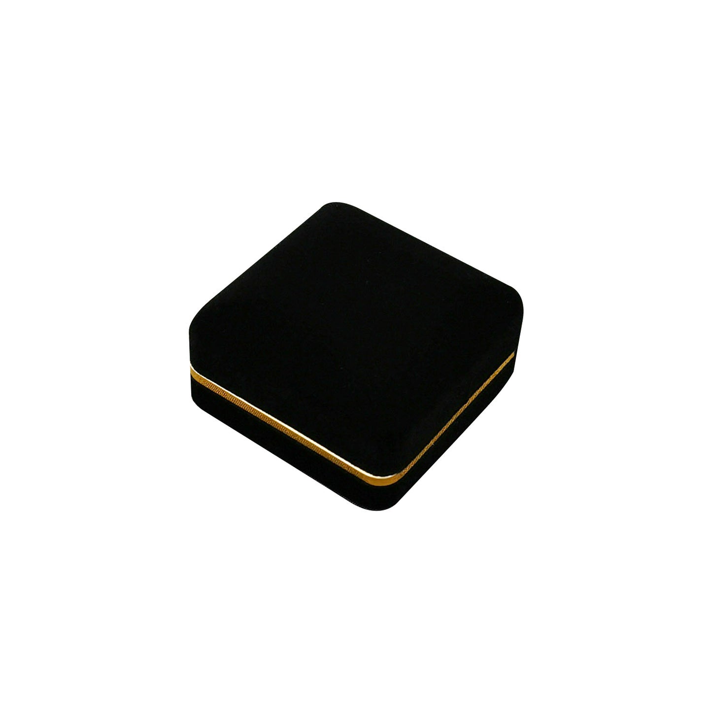 Black Square Velvet Pendant Boxes with Gold Trim, product view 4