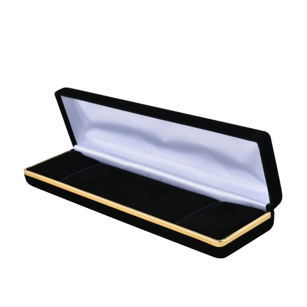 Black Velvet Bracelet Boxes with Gold Trim, product view 2