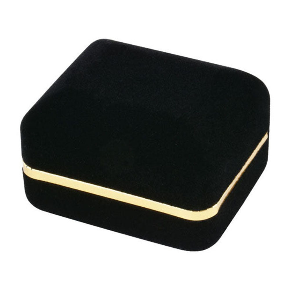Black Velvet Double Ring Boxes with Gold Trim, product view 2
