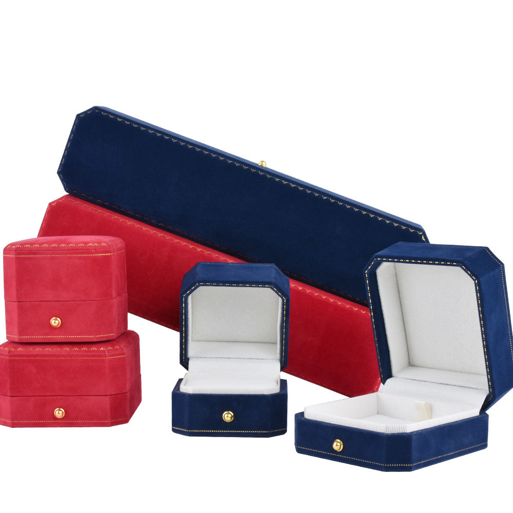 Blue and red velvet jewelry box assortment