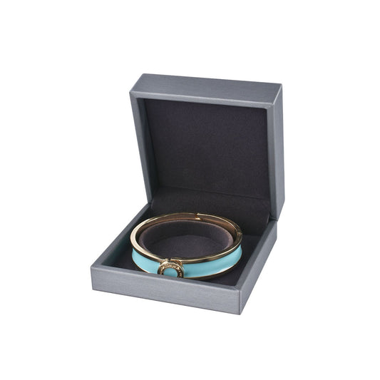 bracelet box - 6pcs Gray Champagne PU Leather Boxes Bracelet P06BA-GR GR front view