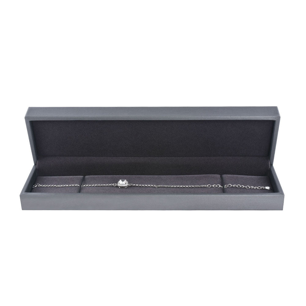 bracelet box - 6pcs Gray PU Bracelet Boxes Display P06BR-GR GR front view