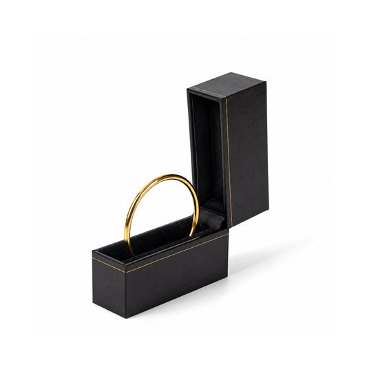 bracelet box - 12pcs Black Gold Leatherette Box Bracelet Display LW4-BK BK front view