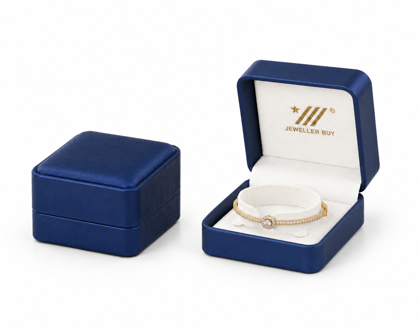 bracelet box - Blue PU Leather Box Bracelet 1-3 side view