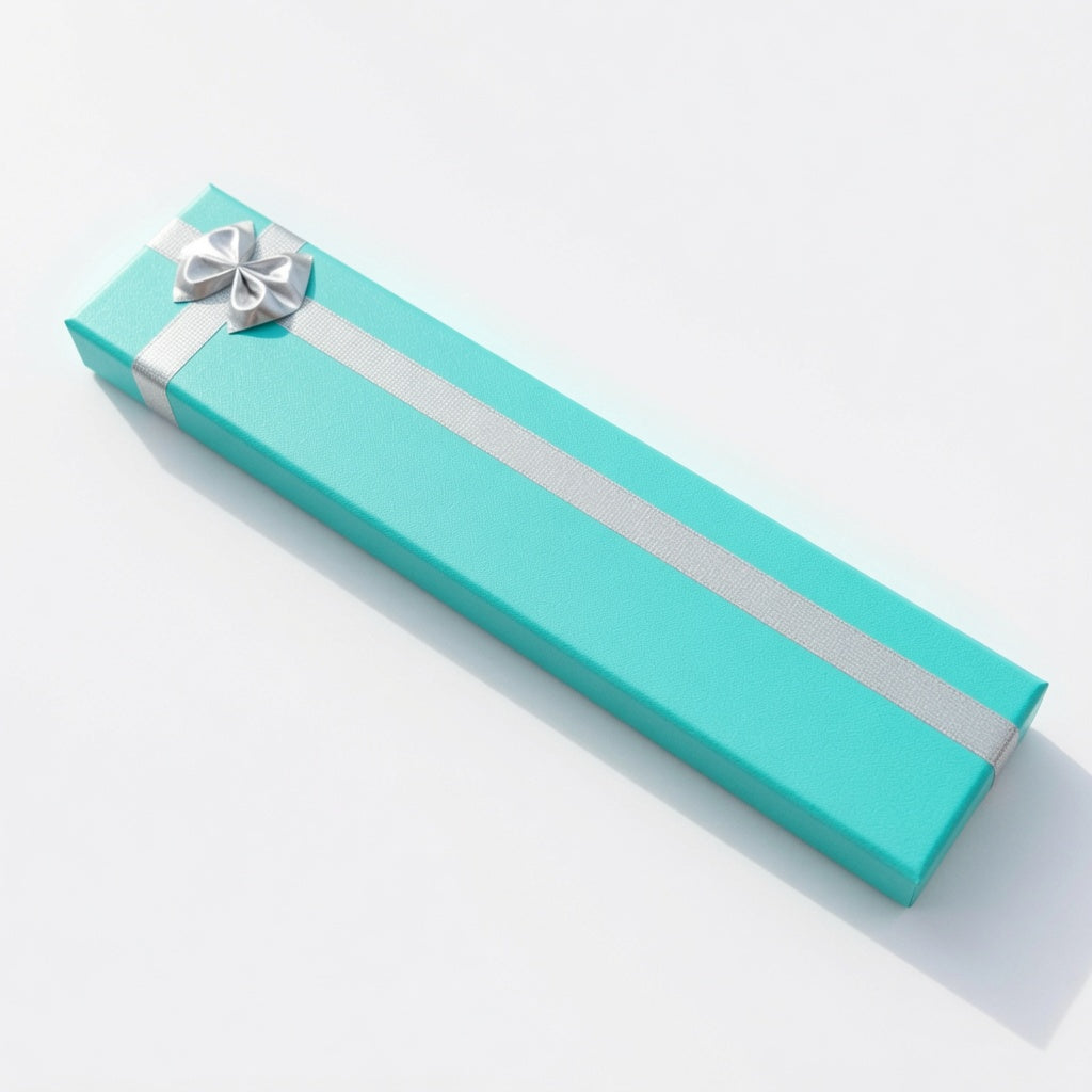 bracelet box - 12-Piece Lake Blue Ribbon Paper Bracelet Gift Boxes B0982-LAB open view