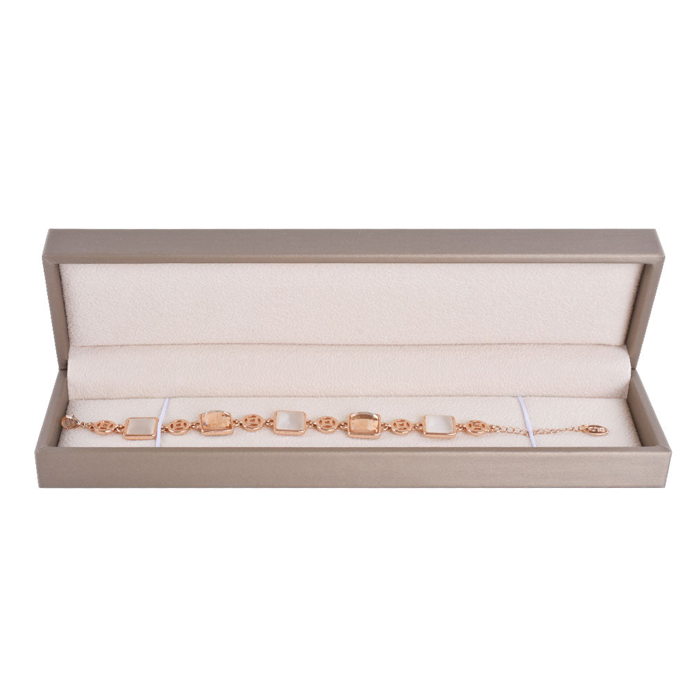 bracelet box - 6pcs Champagne PU Bracelet Boxes Display P06BR-C BE front view