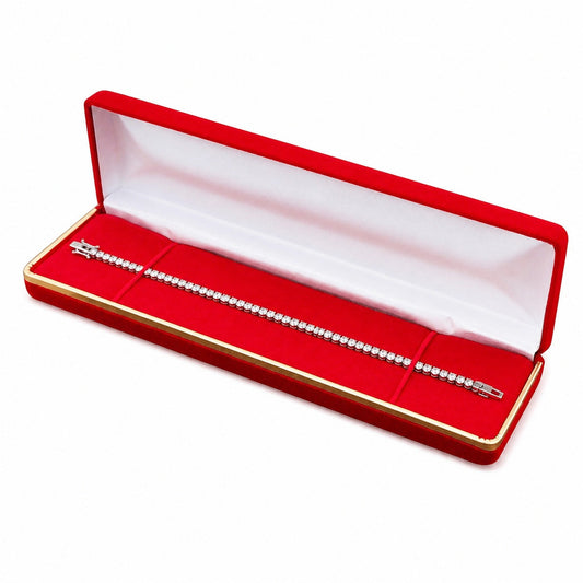 bracelet box - Red Velvet Bracelet Boxes with Gold Trim - 6 Pack SB5-RD front view