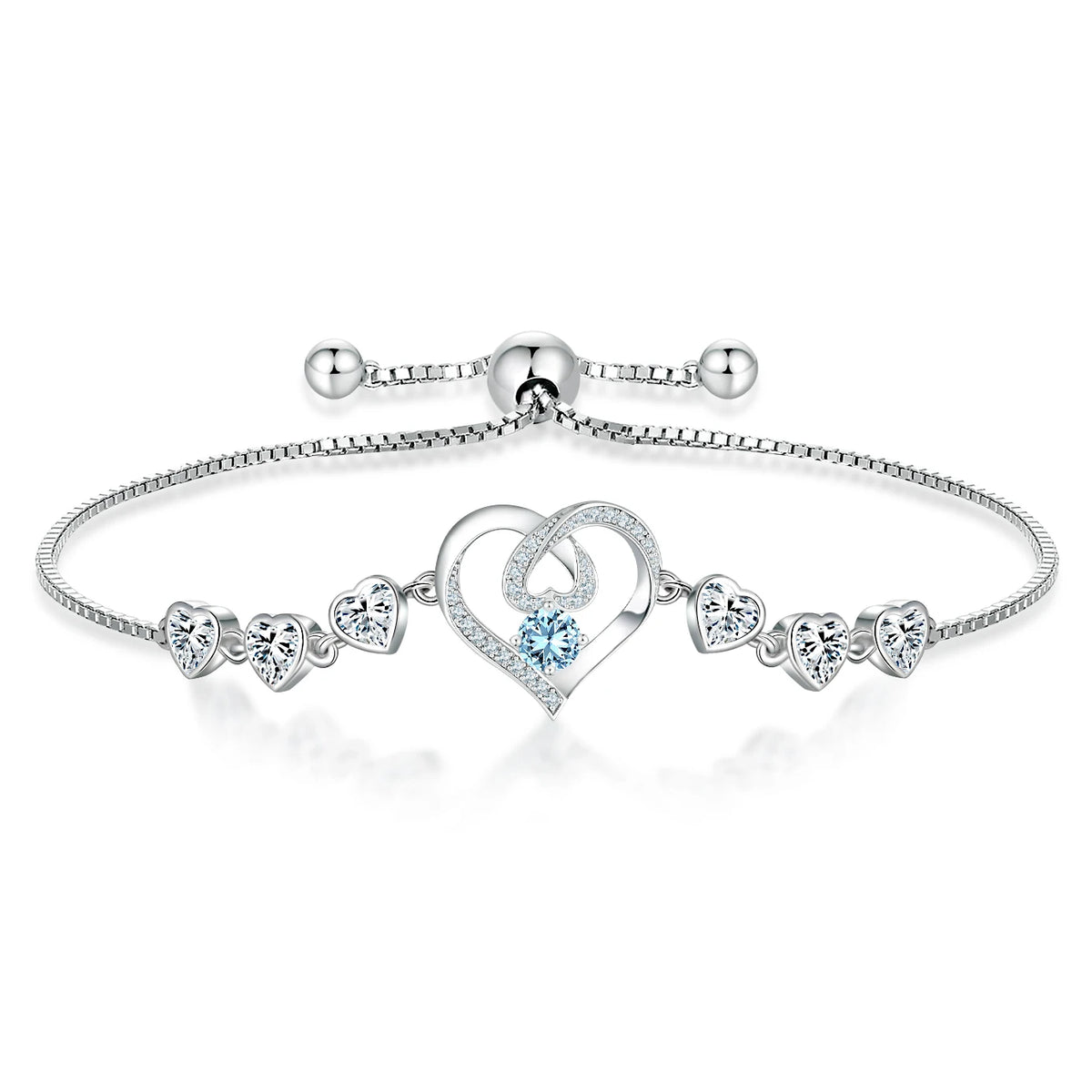 bracelet box and sterling silver jewelry - White Gold Bracelet Box SLM0003B-women bracelet-15+4cm front view