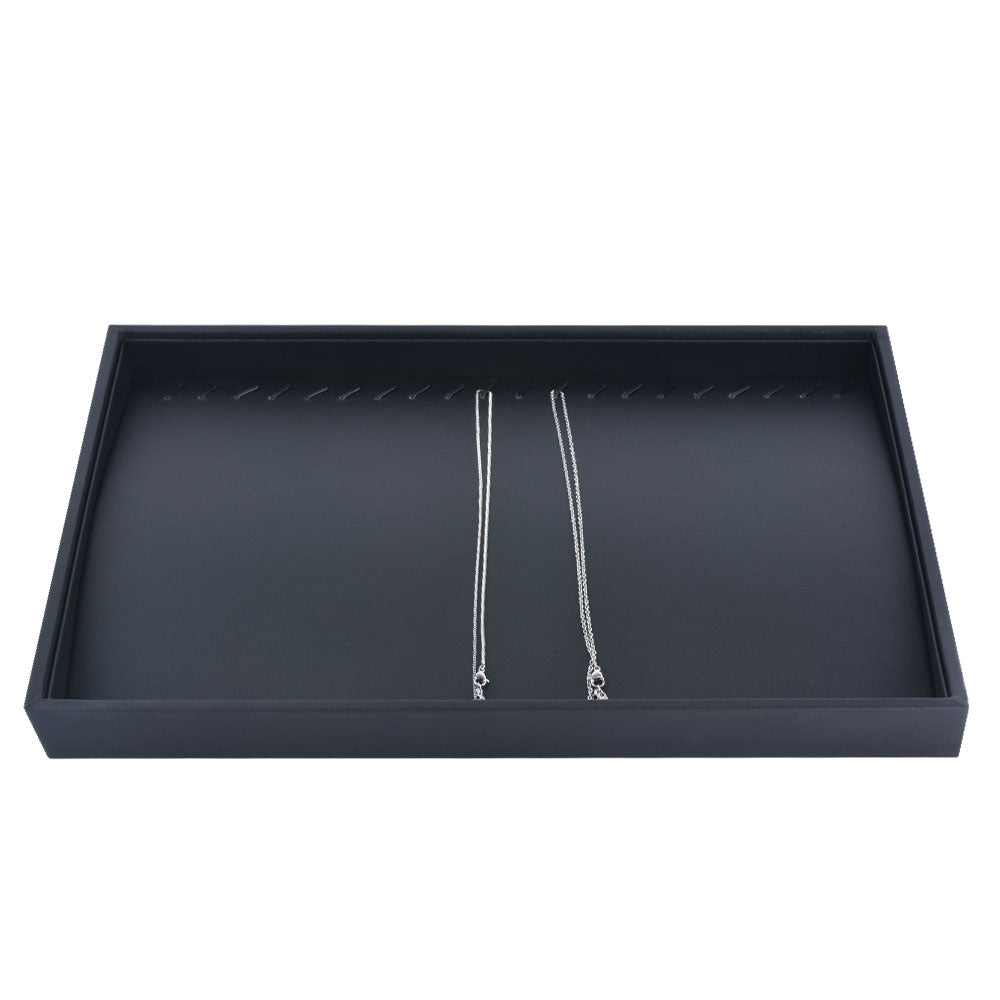 bracelet display and necklace display - Black Bracelet Necklace Display Tray T001-N PU-BK front view