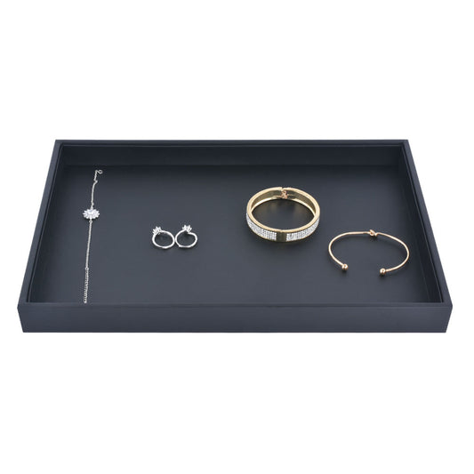 bracelet display and necklace display - Black PU Tray Necklace Bracelet T001-1EM PU-BK front view