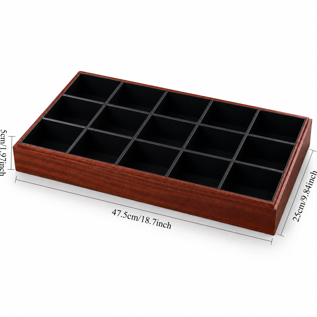bracelet display and watch display - 15 Black Wooden Wood Watch Bracelet Display Tray T025C15-BK open view