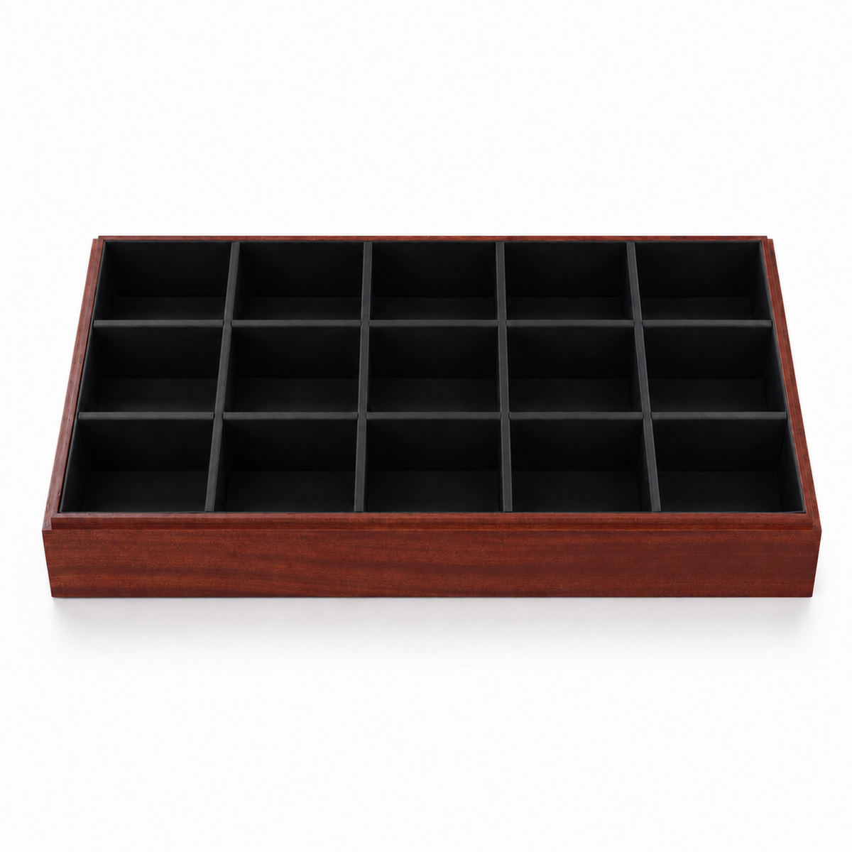 bracelet display and watch display - 15 Black Wooden Wood Watch Bracelet Display Tray T025C15-BK side view
