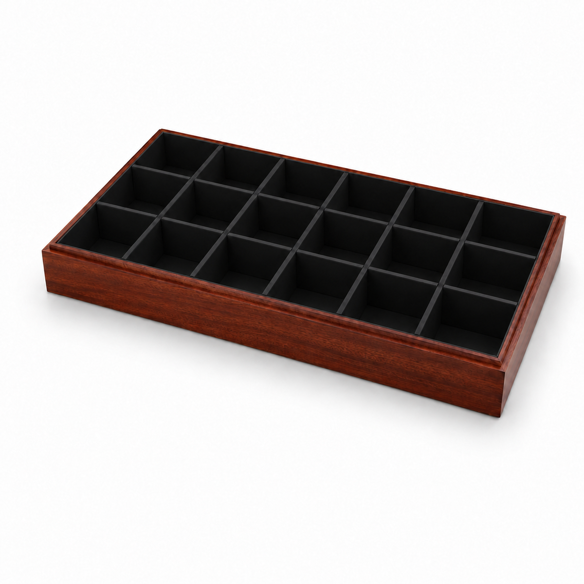 bracelet display and watch display - 18 Black Wooden Wood Watch Display Tray Bracelet T025C18-BK front view