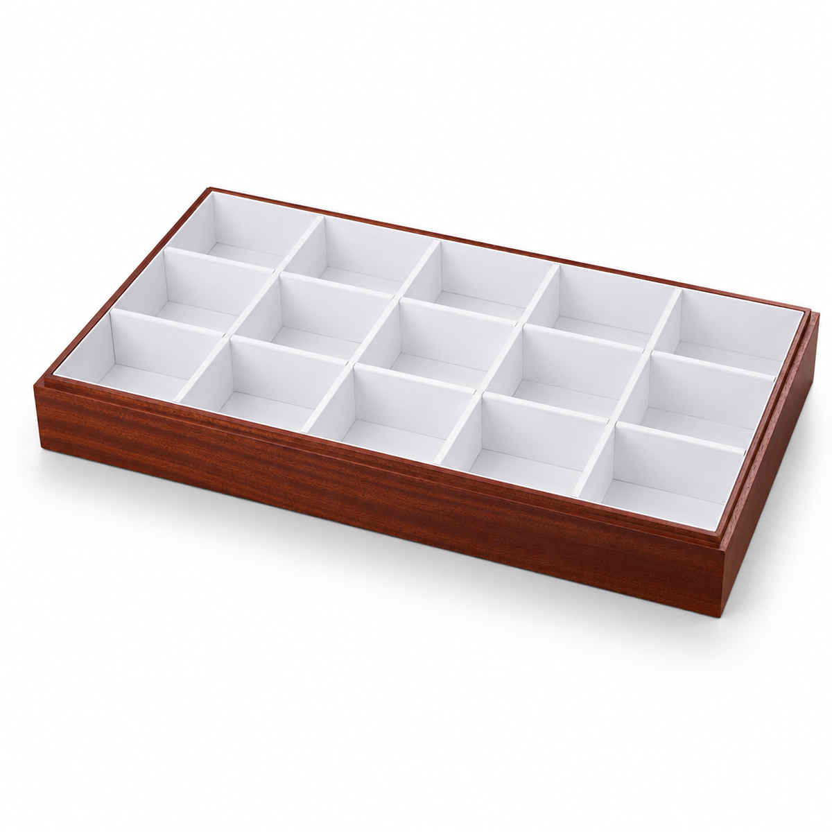 bracelet display and watch display - 15 White Wooden Wood Bracelet Watch Tray Display T025C15-W front view