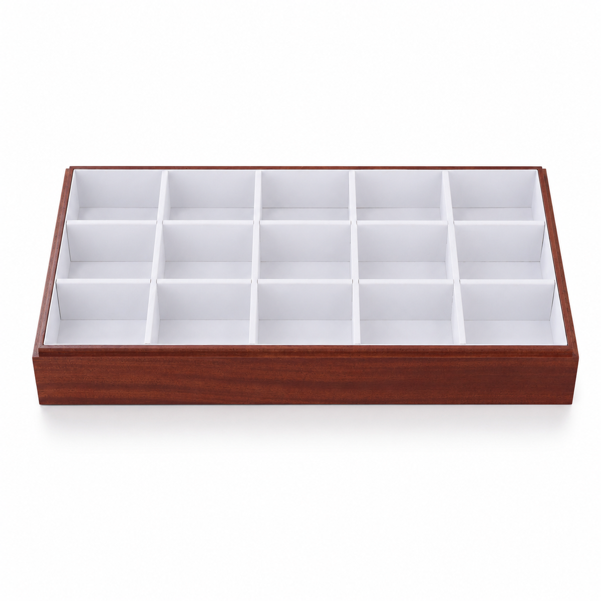 bracelet display and watch display - 15 White Wooden Wood Bracelet Watch Tray Display T025C15-W side view