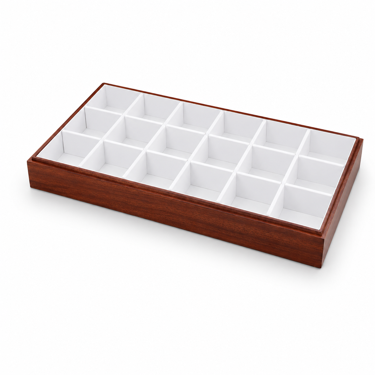 bracelet display and watch display - 18 White Wooden Wood Watch Tray Bracelet Watches T025C18-W front view