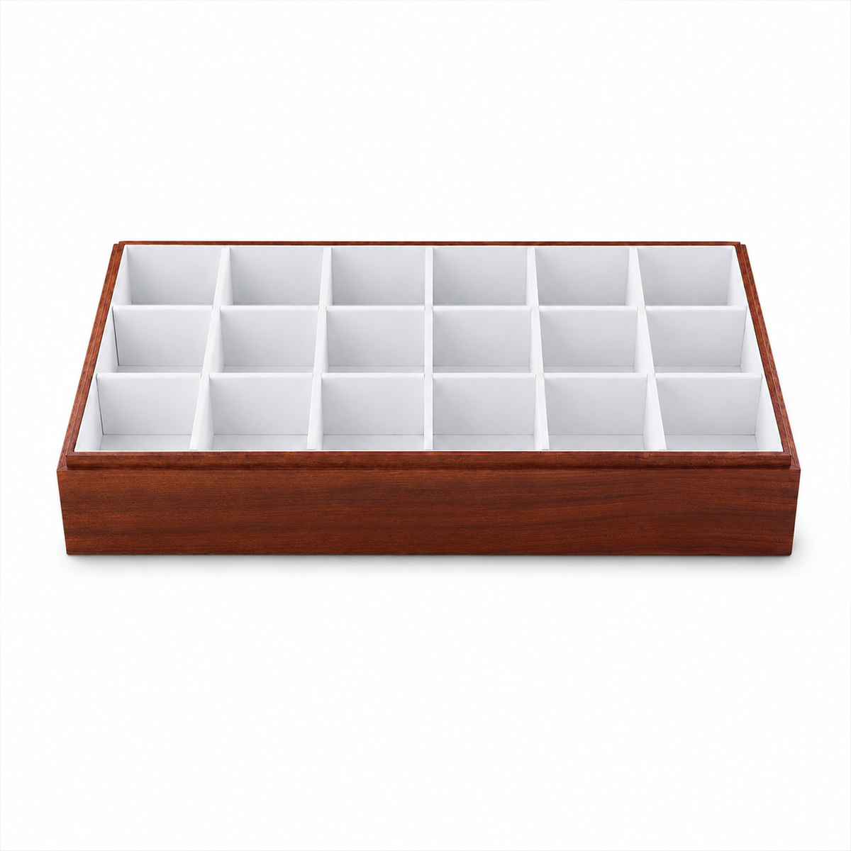 bracelet display and watch display - 18 White Wooden Wood Watch Tray Bracelet Watches T025C18-W side view