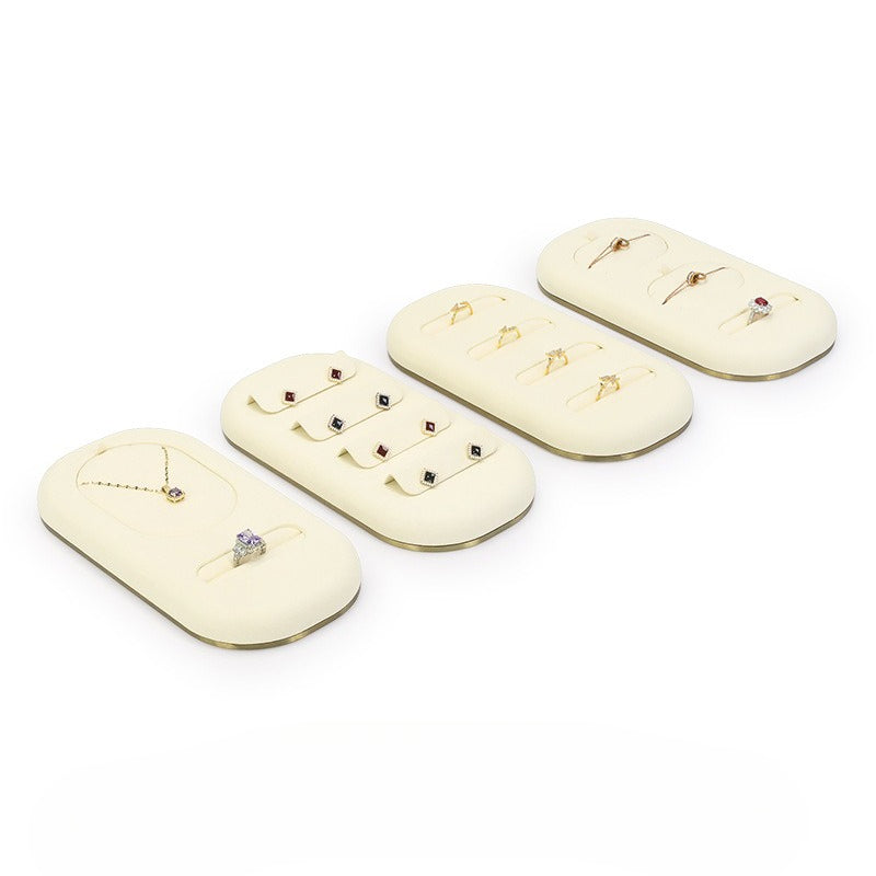 Oval Jewelry Display Tray with Metal Base for Necklaces, Rings & Bracelets