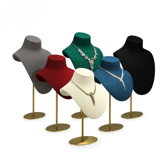 New Metal & Microfiber Jewelry Display Mannequin | Necklace Stand & Organizer for Window Showcase