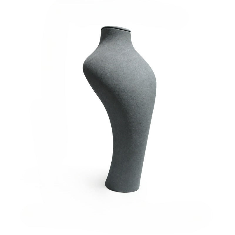 Gray Microfiber Jewelry Display Stand - Torso Necklace Holder