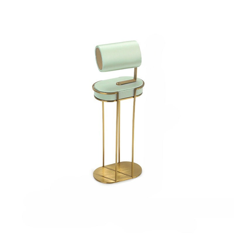 Light Green Velvet Jewelry Display Set with Gold Metal Base - Complete Stand for Necklaces, Earrings, Rings & Bracelets