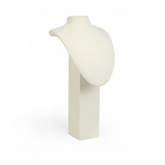 Cream White Velvet Jewelry Display Set with Gold Base - Complete Stand for Necklaces & Rings