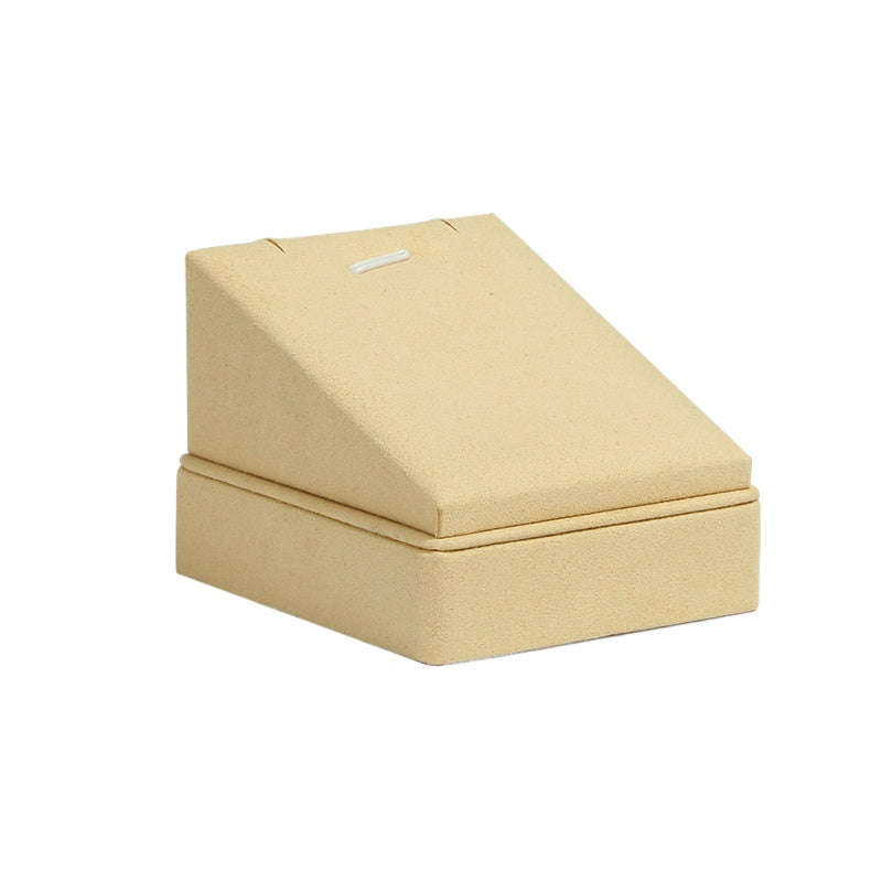 New Superfine Fiber Beige Jewelry Display Stand | Ring Necklace Holder for Gold, Pearl & Fine Jewelry