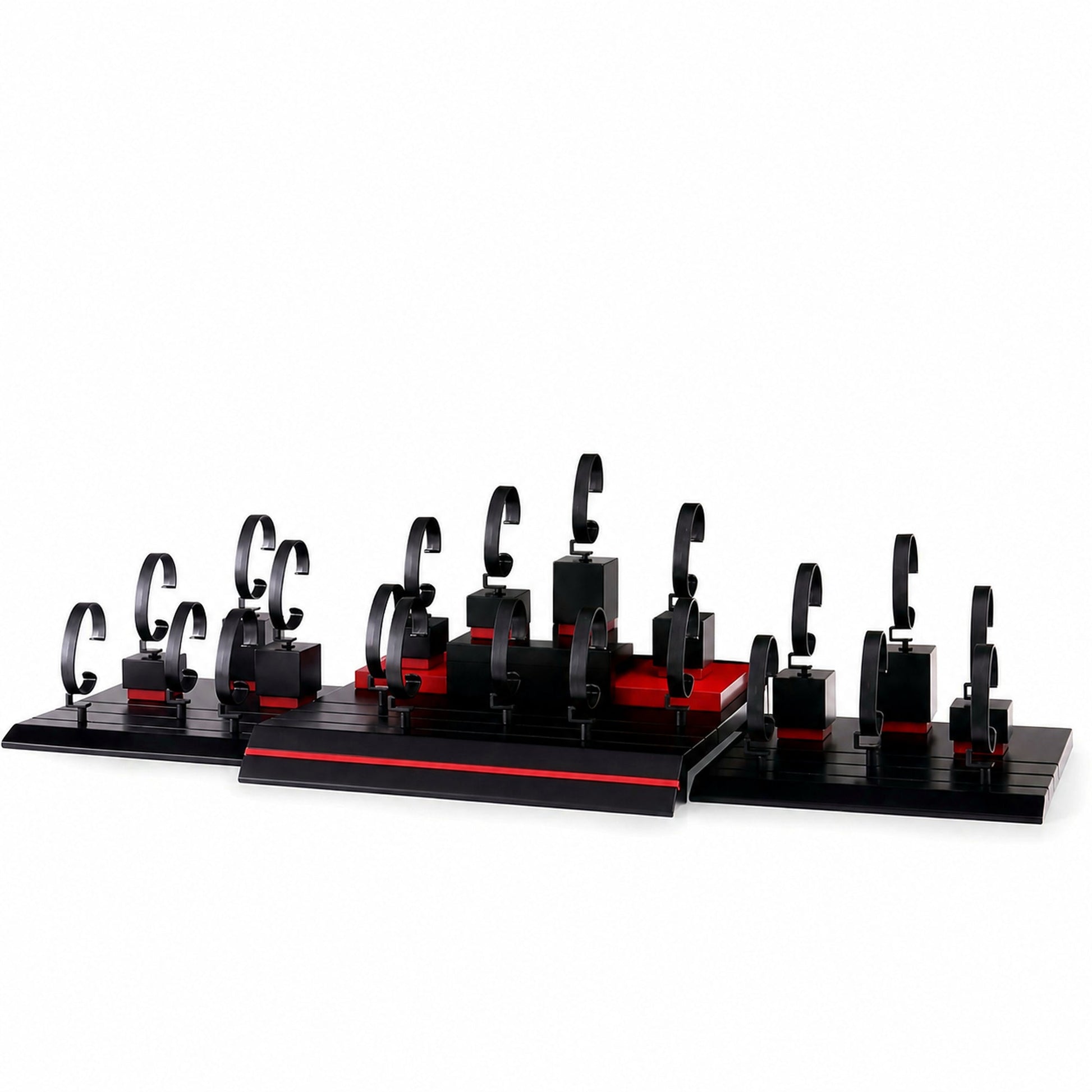 Custom Black Red Watch Holder Rack without the backboard for configuration review