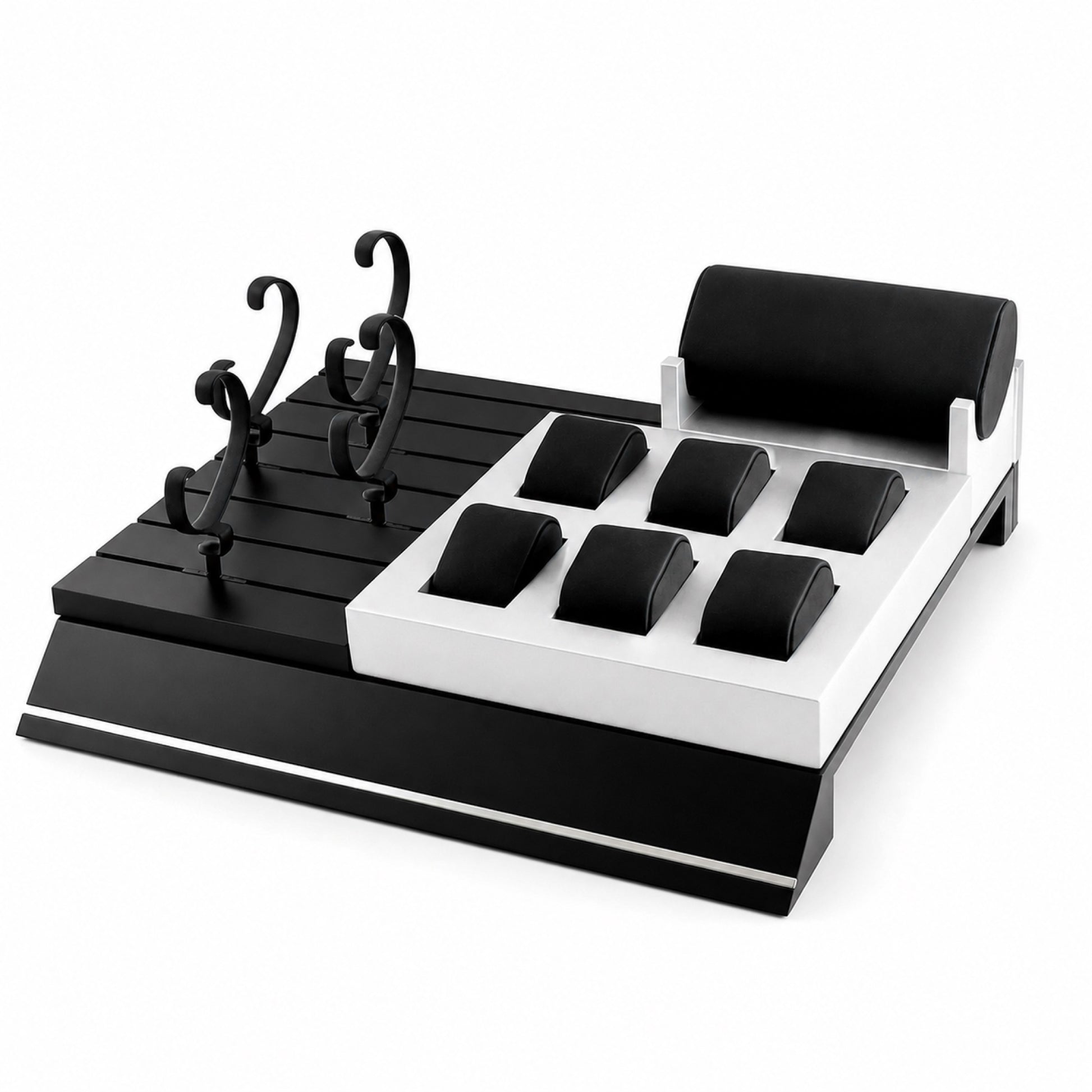 Custom Black White Modular Watch Counter Display Set without the backboard for configuration review