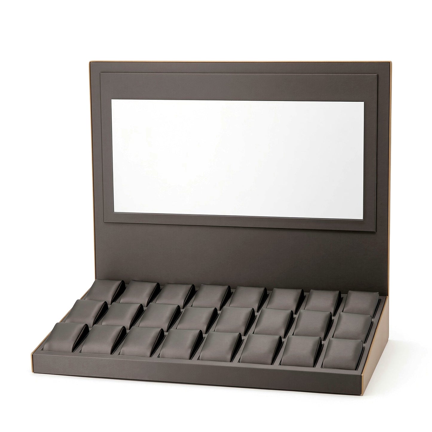 Custom Charcoal 24-Slot Watch Display Tray with the full backboard and without watches