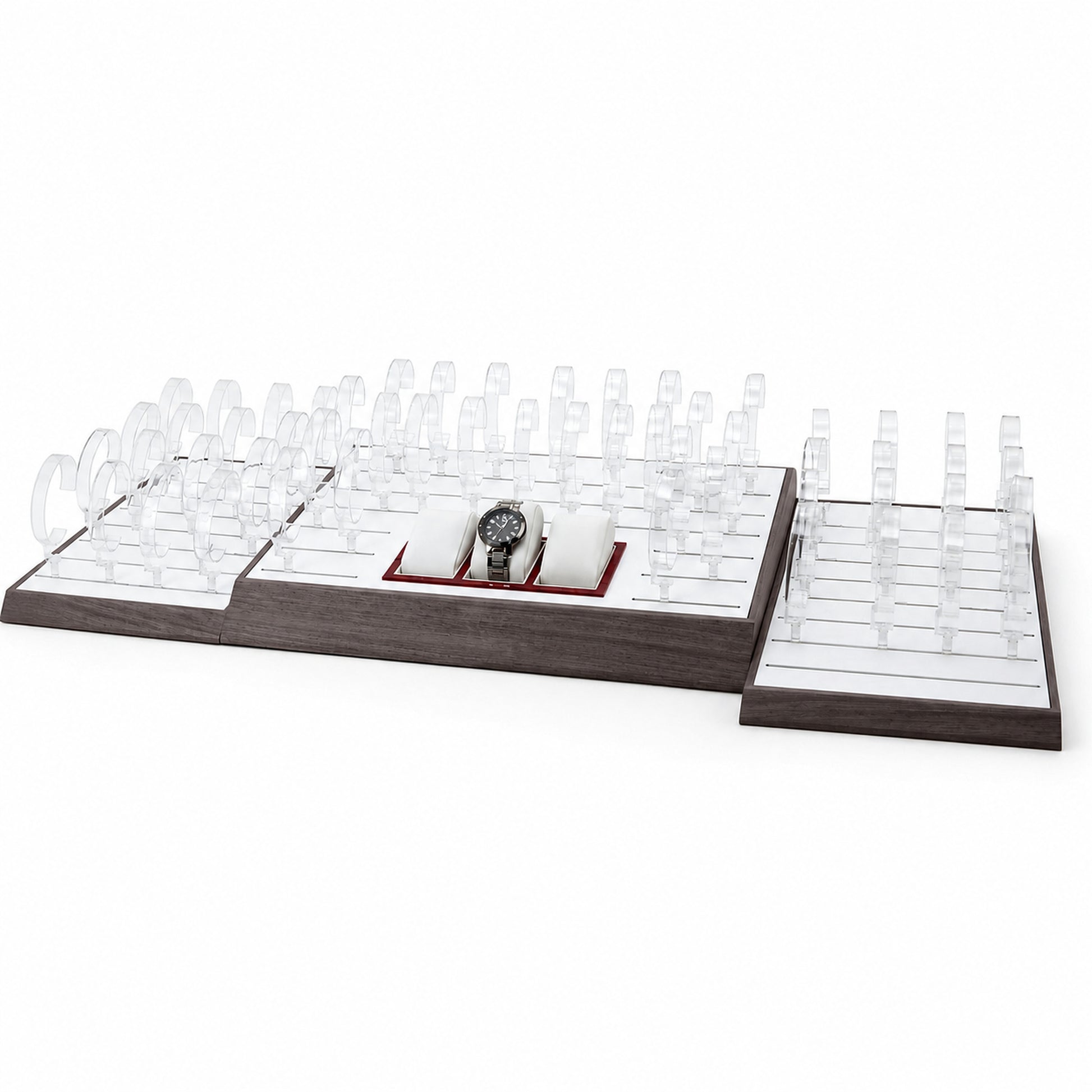 Custom Clear Acrylic Watch Tray Collection without the backboard for configuration review