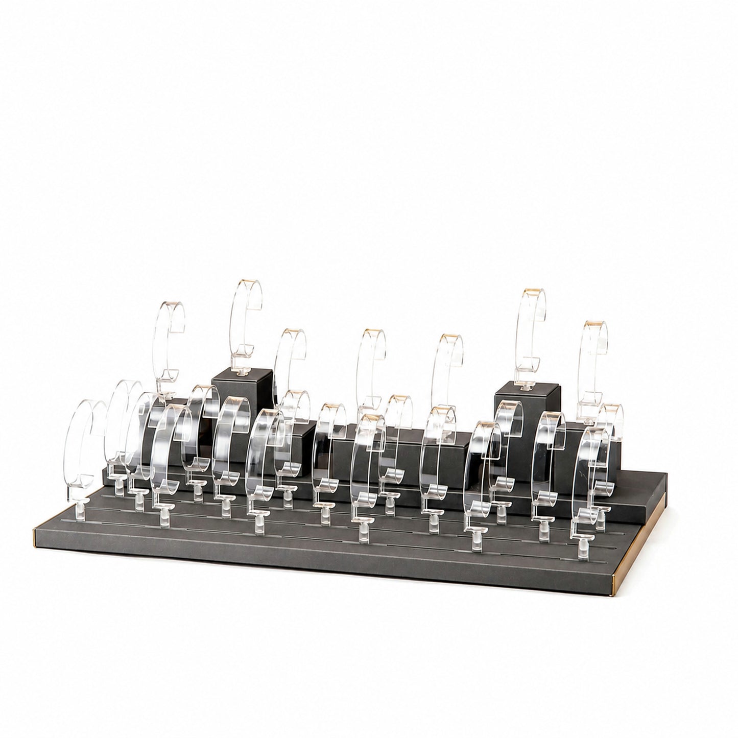 Custom Clear Multi-Row Watch Display Tray without the backboard for configuration review