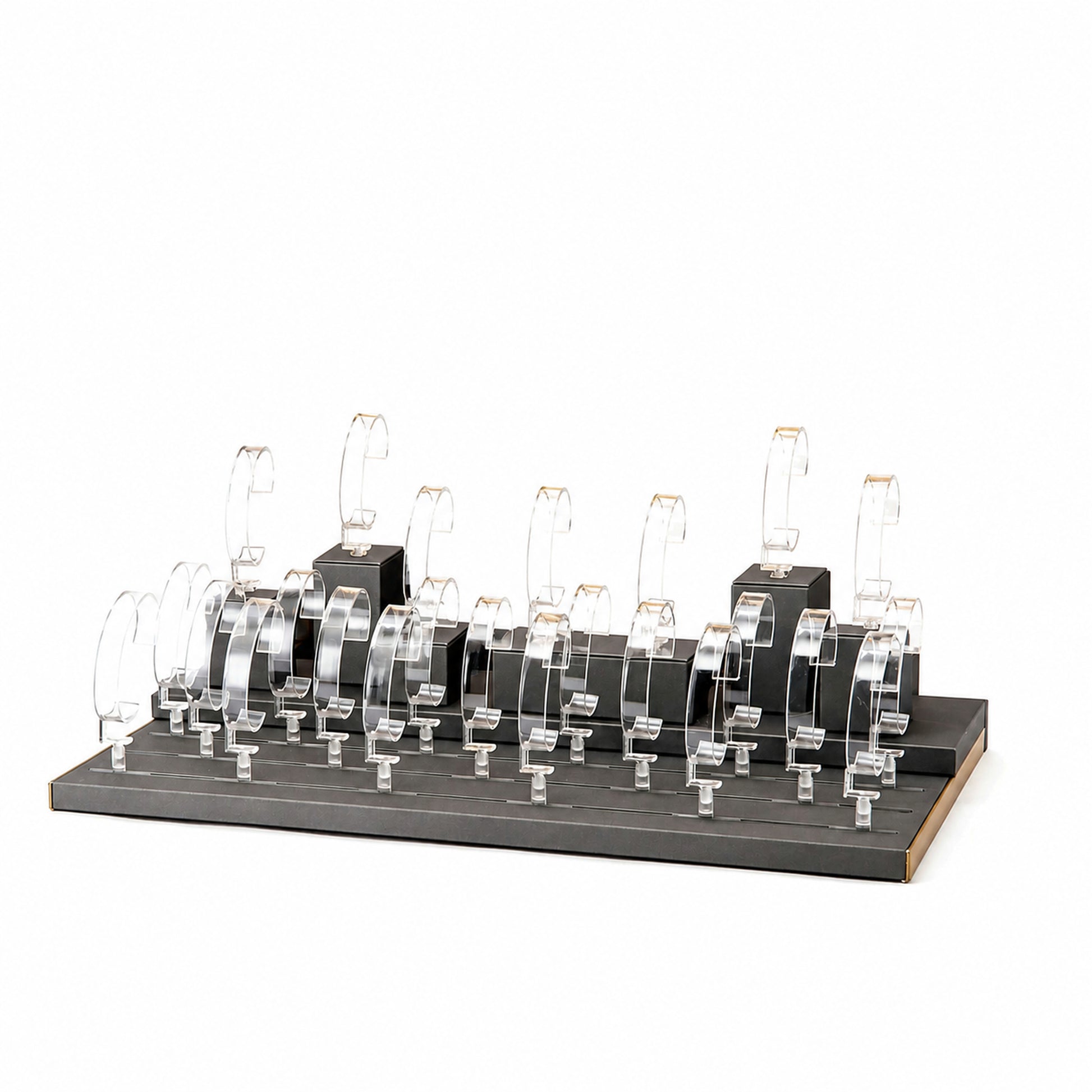 Custom Clear Multi-Row Watch Display Tray without the backboard for configuration review