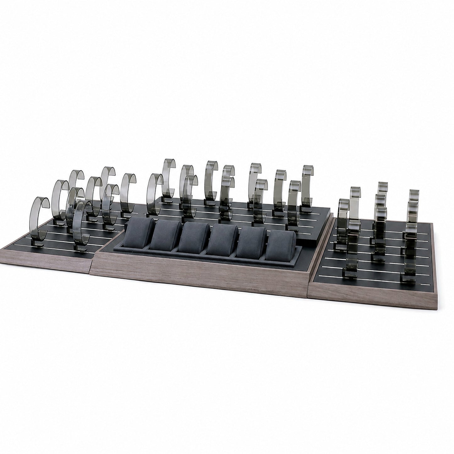 Custom Gray Modular Watch Bracelet Display Tray without the backboard for configuration review