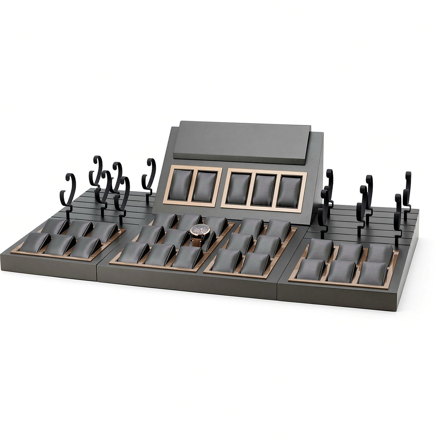 Custom Gray Modular Watch Tray and Holder Set without the backboard for configuration review