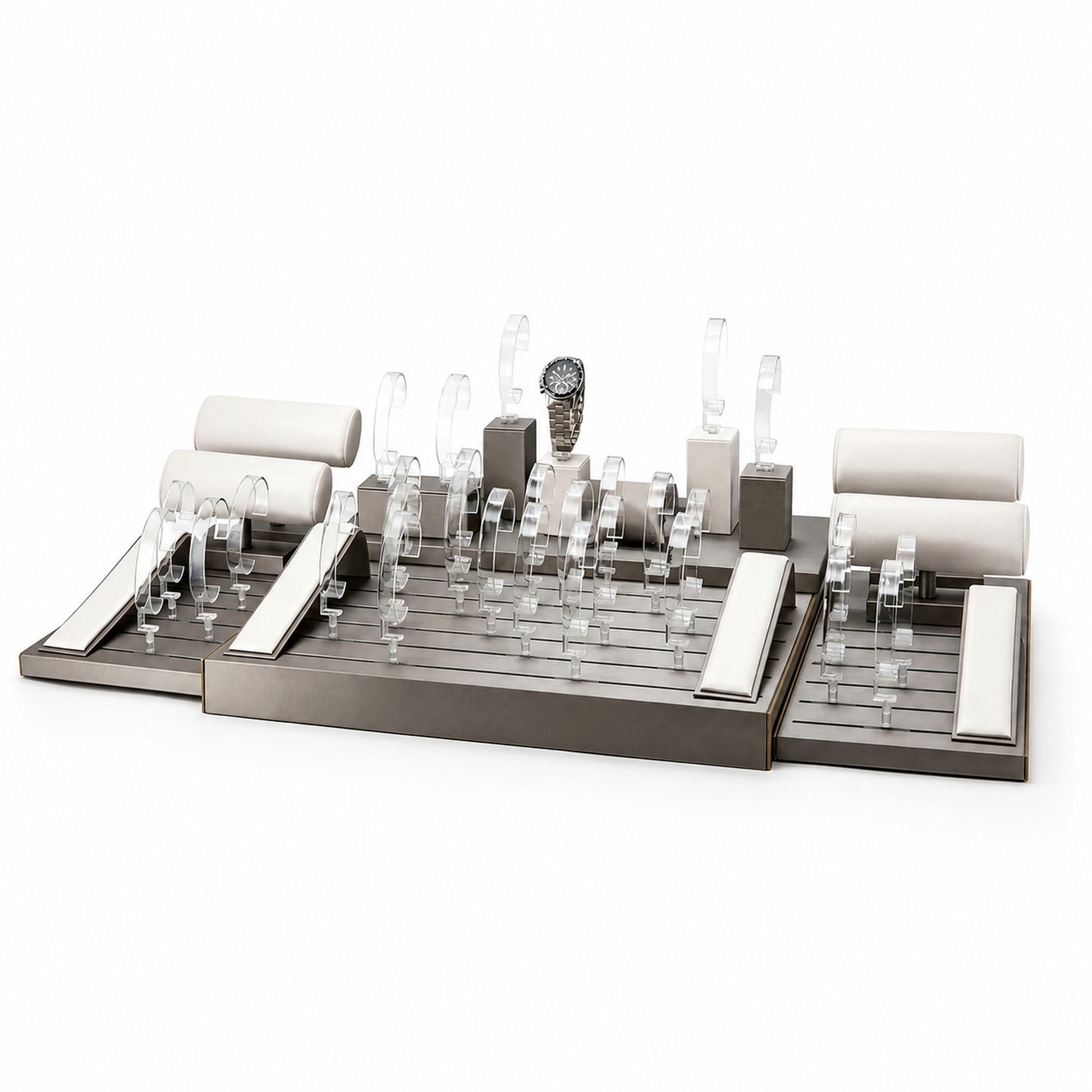 Custom Ivory Gray Watch Display Counter Set without the backboard for configuration review