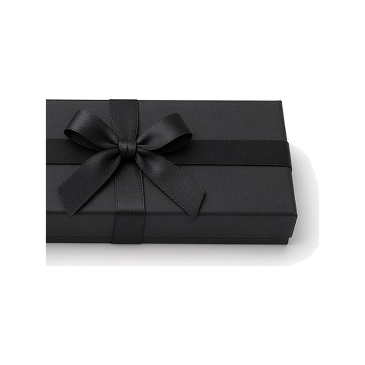 Black ribbon closure custom necklace box in 22 x 5.5 x 3 cm