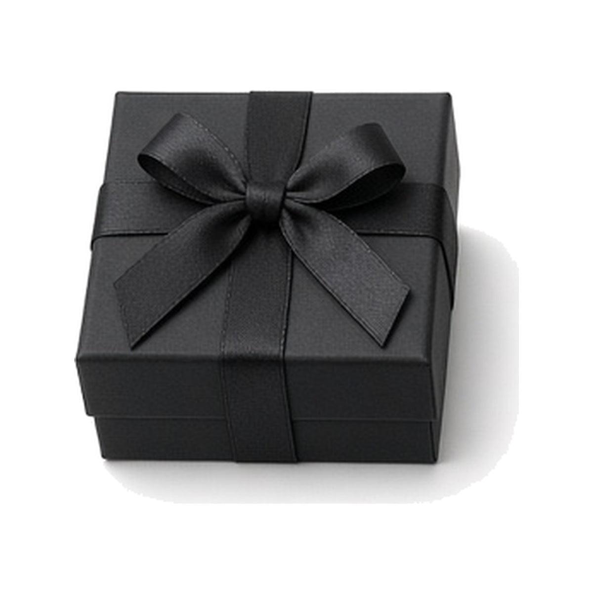 Black ribbon closure custom jewelry box in 5 x 5 x 3.5 cm
