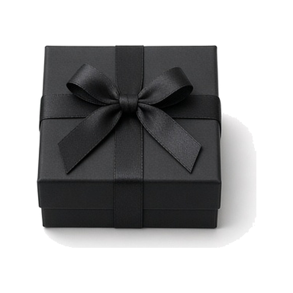 Black ribbon closure custom jewelry box in 7 x 7 x 3.5 cm