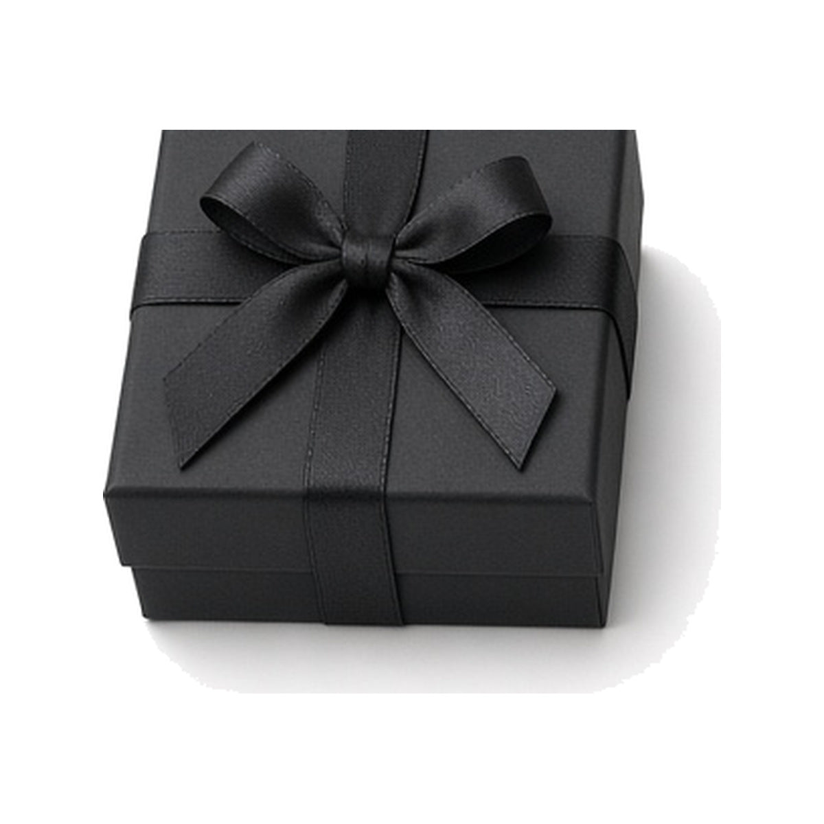 Black ribbon closure custom jewelry box in 9 x 9 x 5 cm