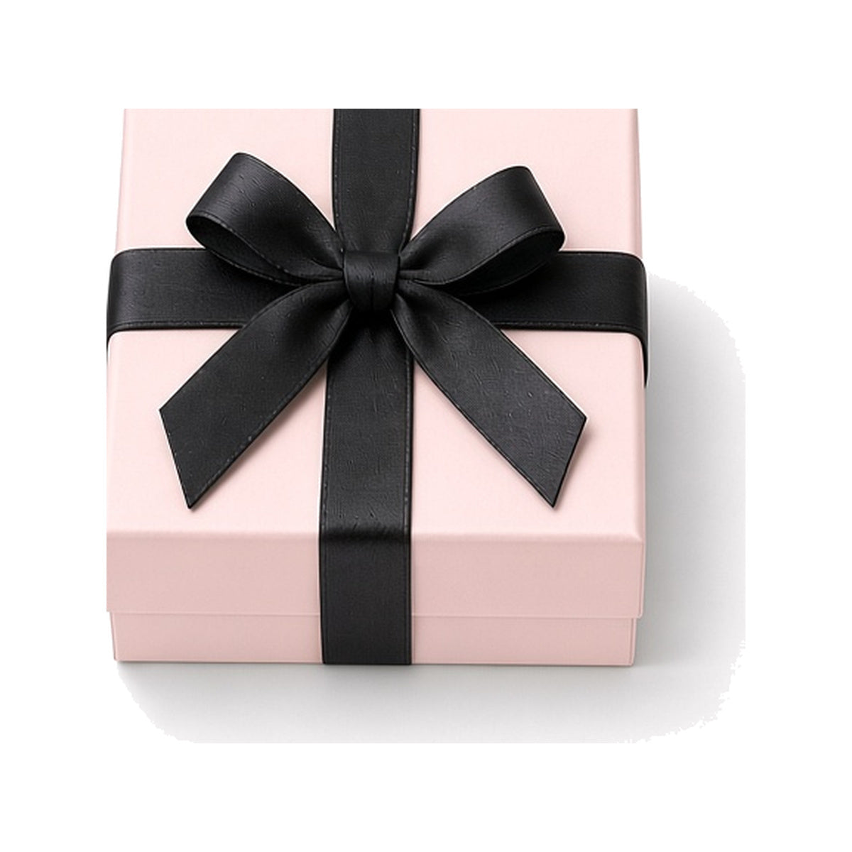 Pale pink ribbon closure custom jewelry box in 10 x 10 x 3.5 cm