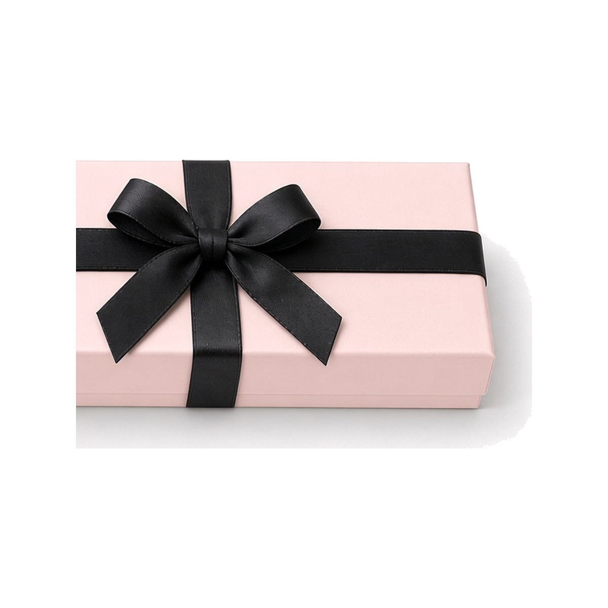 Pale pink ribbon closure custom necklace box in 22 x 5.5 x 3 cm