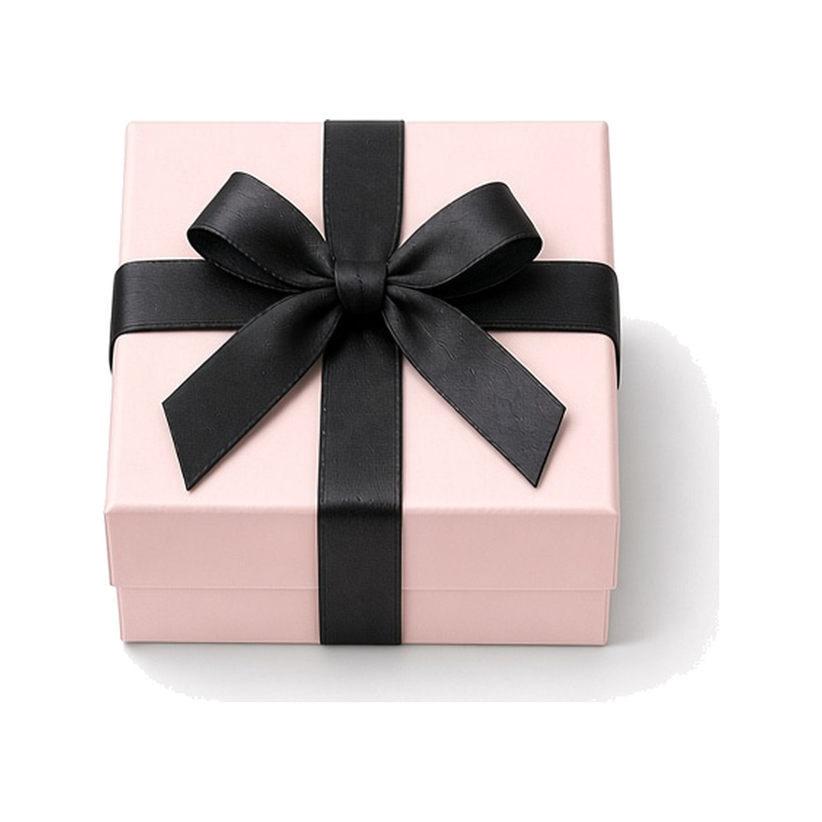 Pale pink ribbon closure custom jewelry box in 7 x 7 x 3.5 cm