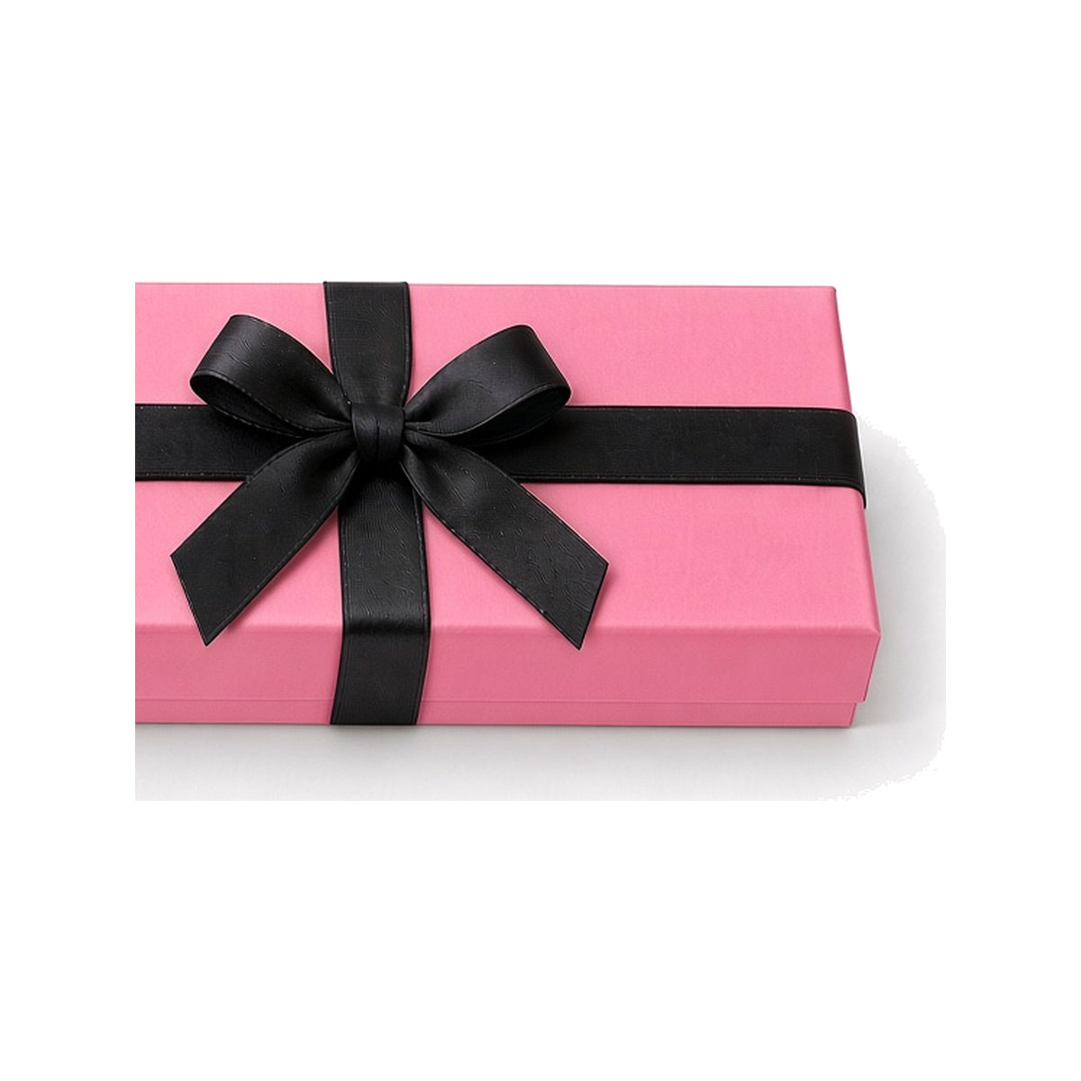 Pink ribbon closure custom necklace box in 22 x 5.5 x 3 cm