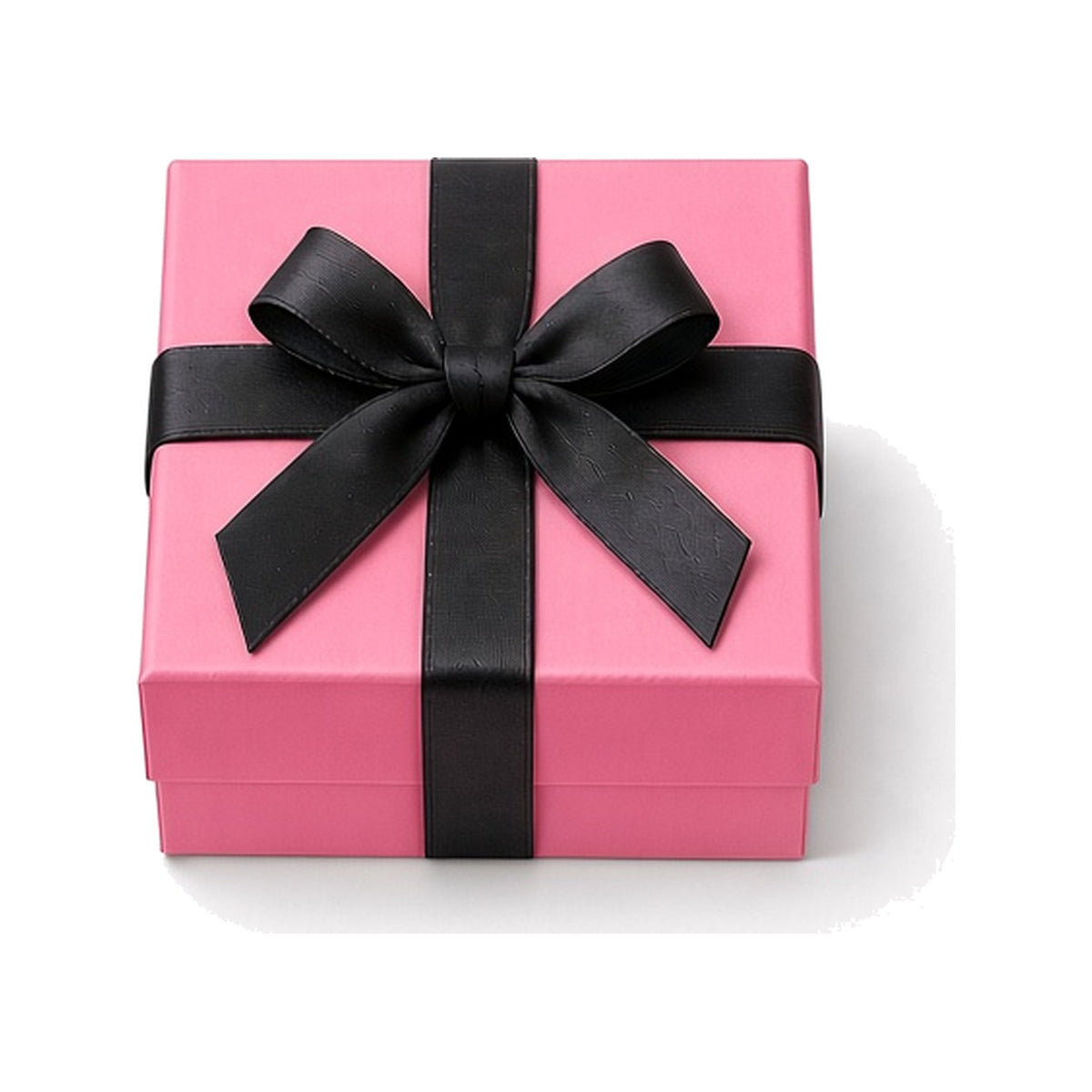 Pink ribbon closure custom jewelry box in 7 x 7 x 3.5 cm