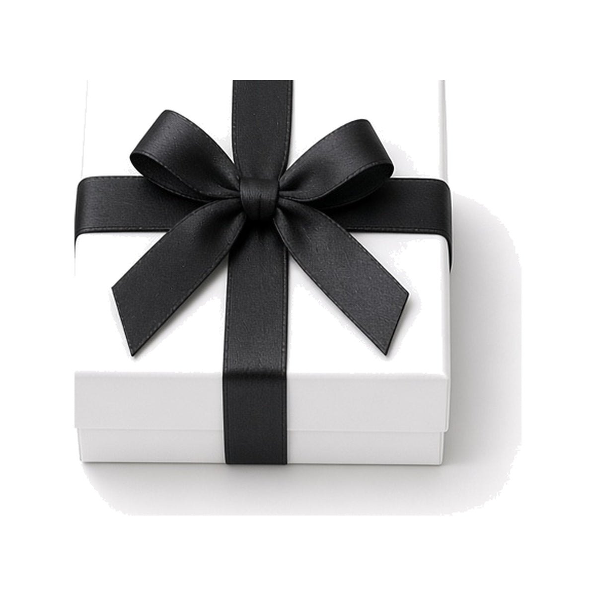 White ribbon closure custom jewelry box in 10 x 10 x 3.5 cm