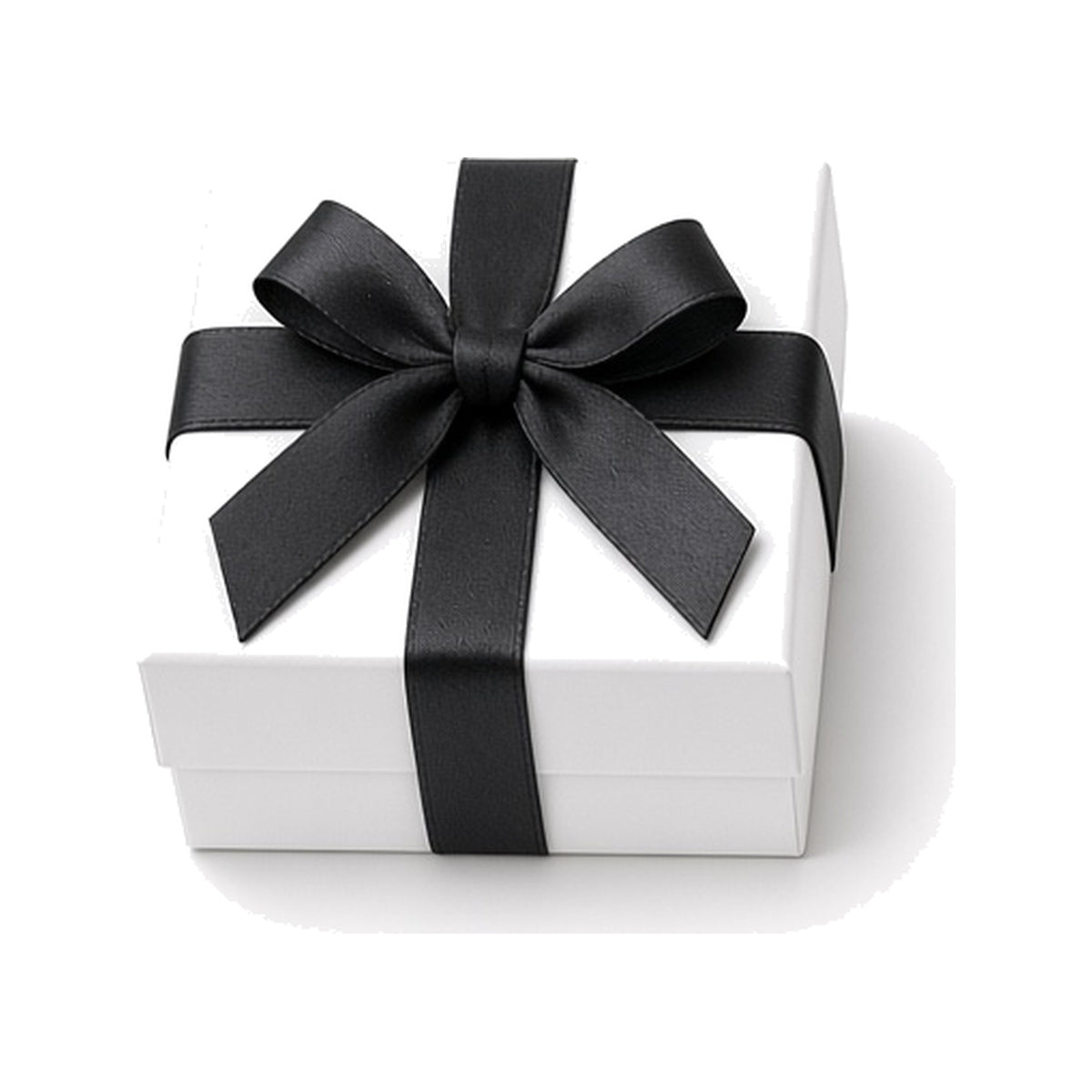 White ribbon closure custom jewelry box in 5 x 5 x 3.5 cm